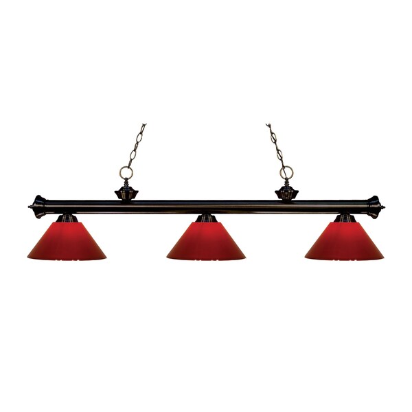 Z-Lite Riviera 3 Light Billiard Light, Bronze & Red 200-3BRZ-PRD - main